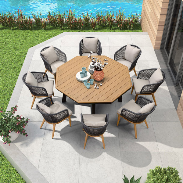 Corrigan Studio® Palfi 8 Person Octagonal Outdoor Dining Set with